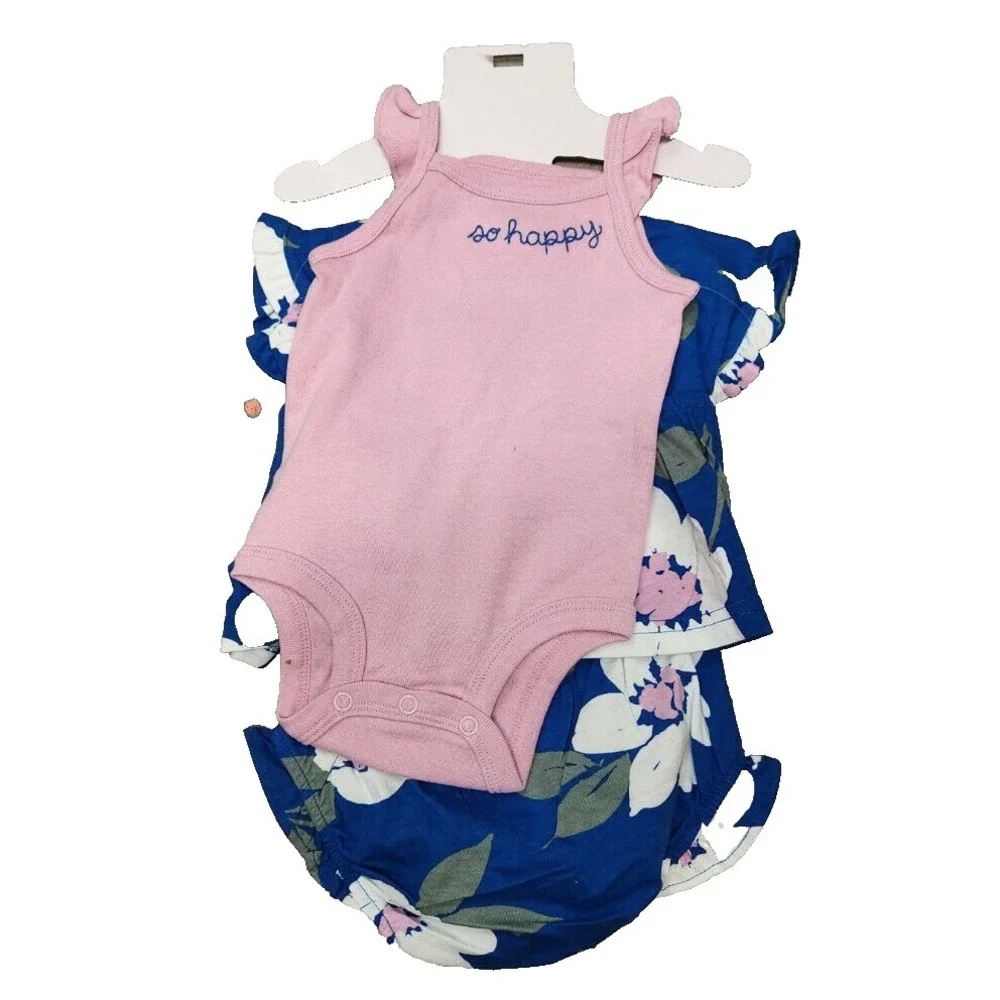 NWT Carter's Girls 3 Piece Outfit Blue/Pink‎ Floral 18M